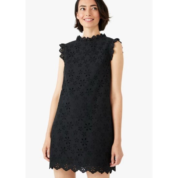 Kate Spade Black Daisy Eyelet Shift Dress Sleeveless Short Sz 8 Women’s - Picture 2 of 16